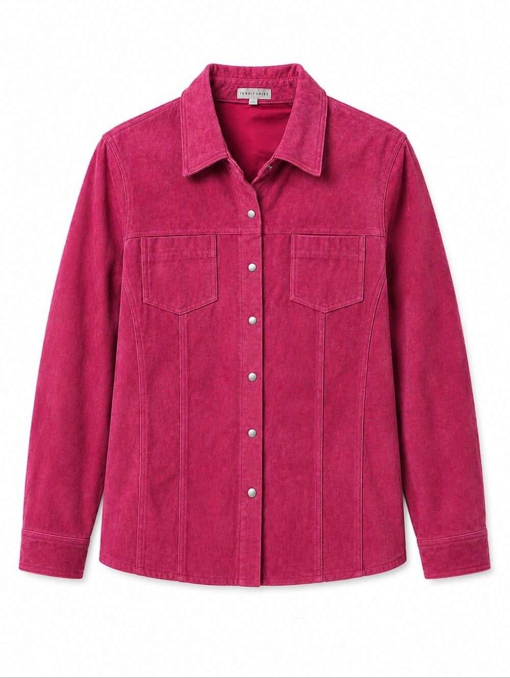 Vintage Territories 100% Washable Suede Magenta Jacket, L, Y2K Boho Luxe